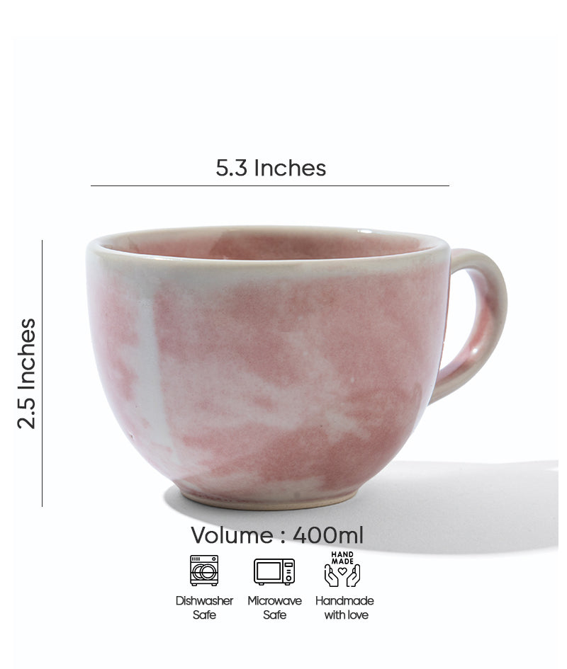 Rose & White Cup with Saucer | 200 ml | Pink & White