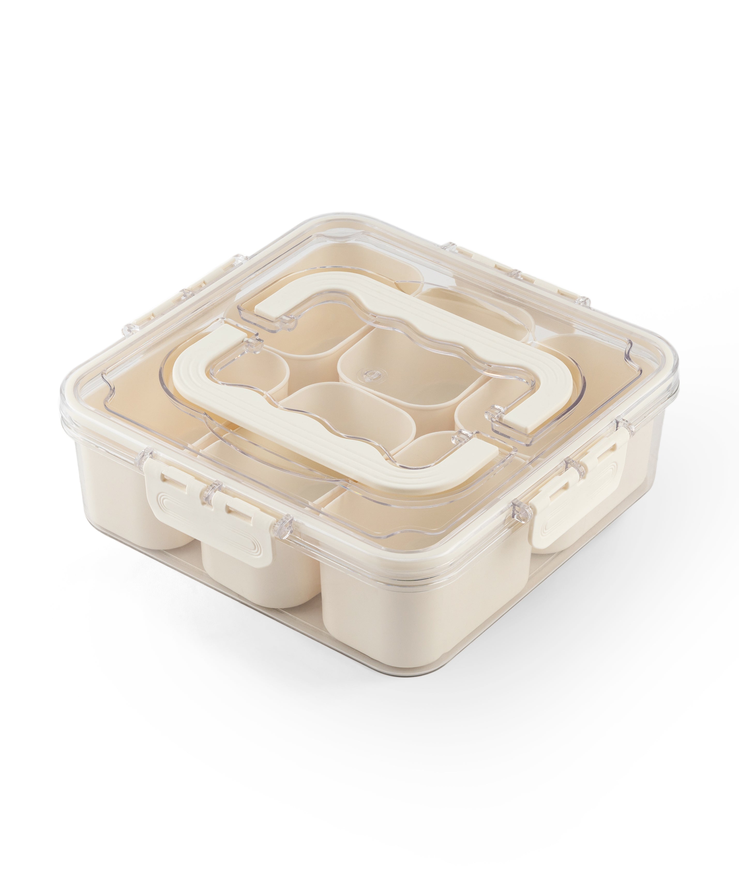 Storage Box- 6 Compartments | Cream| Air Tight