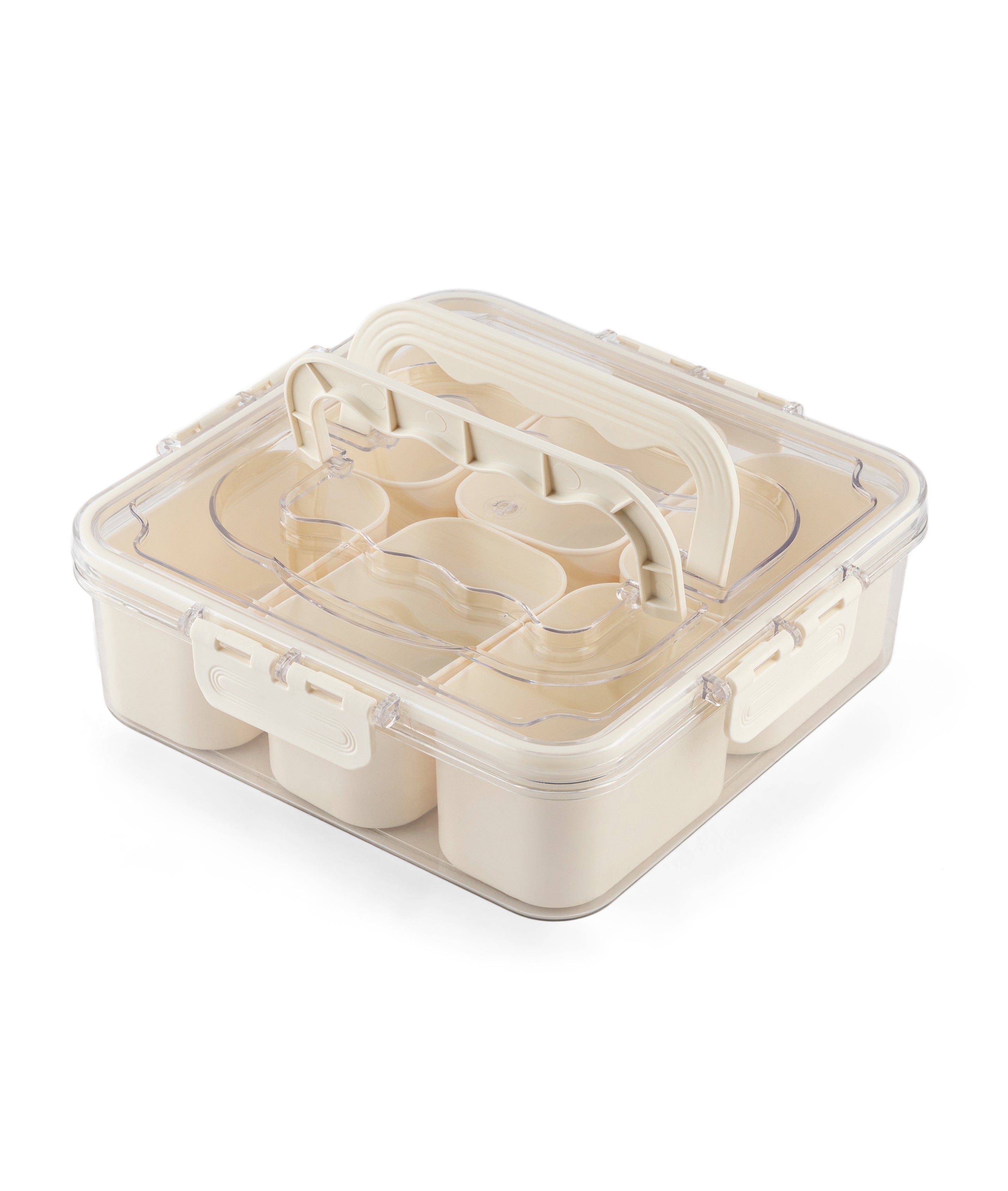 Storage Box- 6 Compartments | Cream| Air Tight