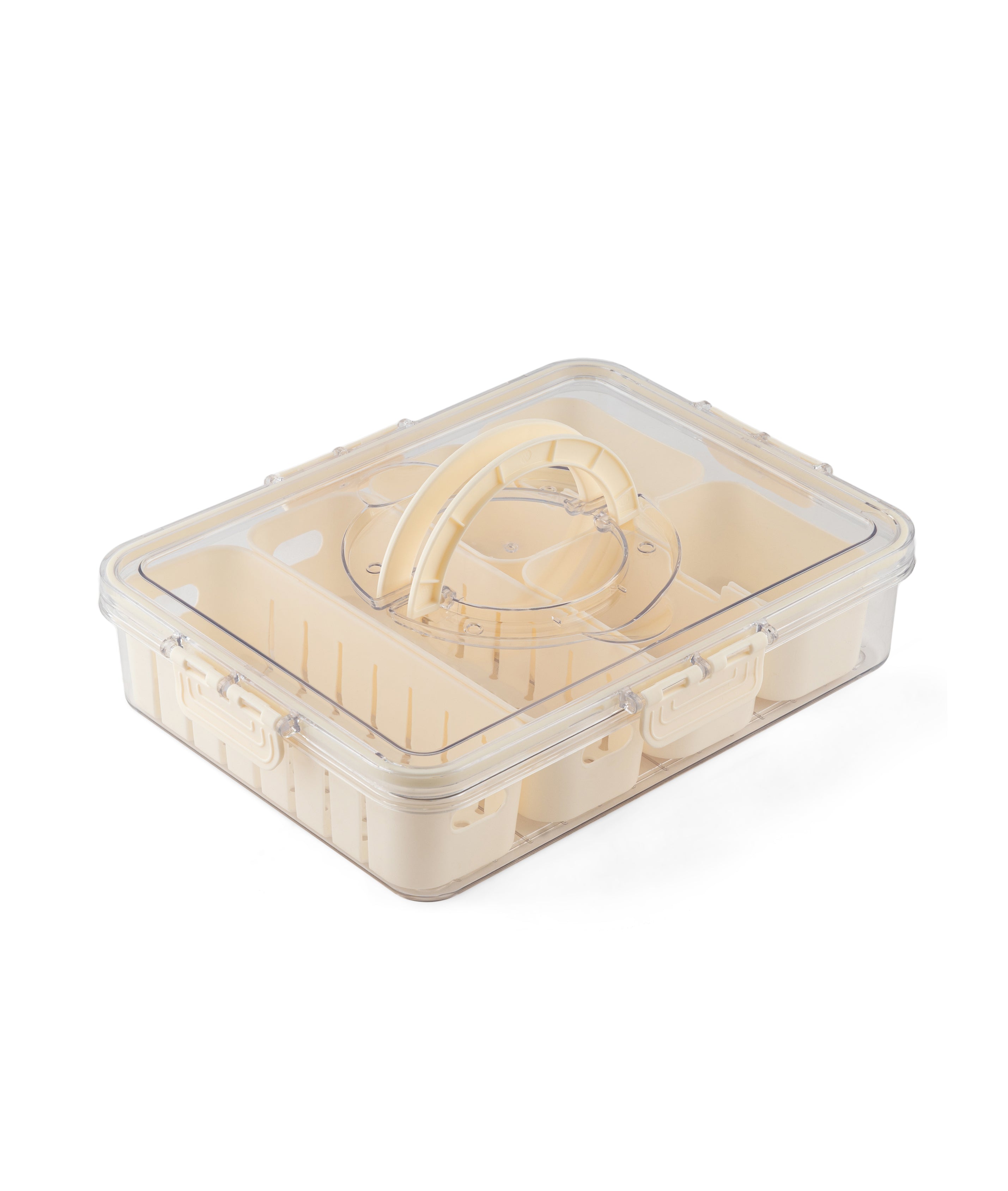 Storage Box- 4 + 2 Compartments | Cream| Air Tight