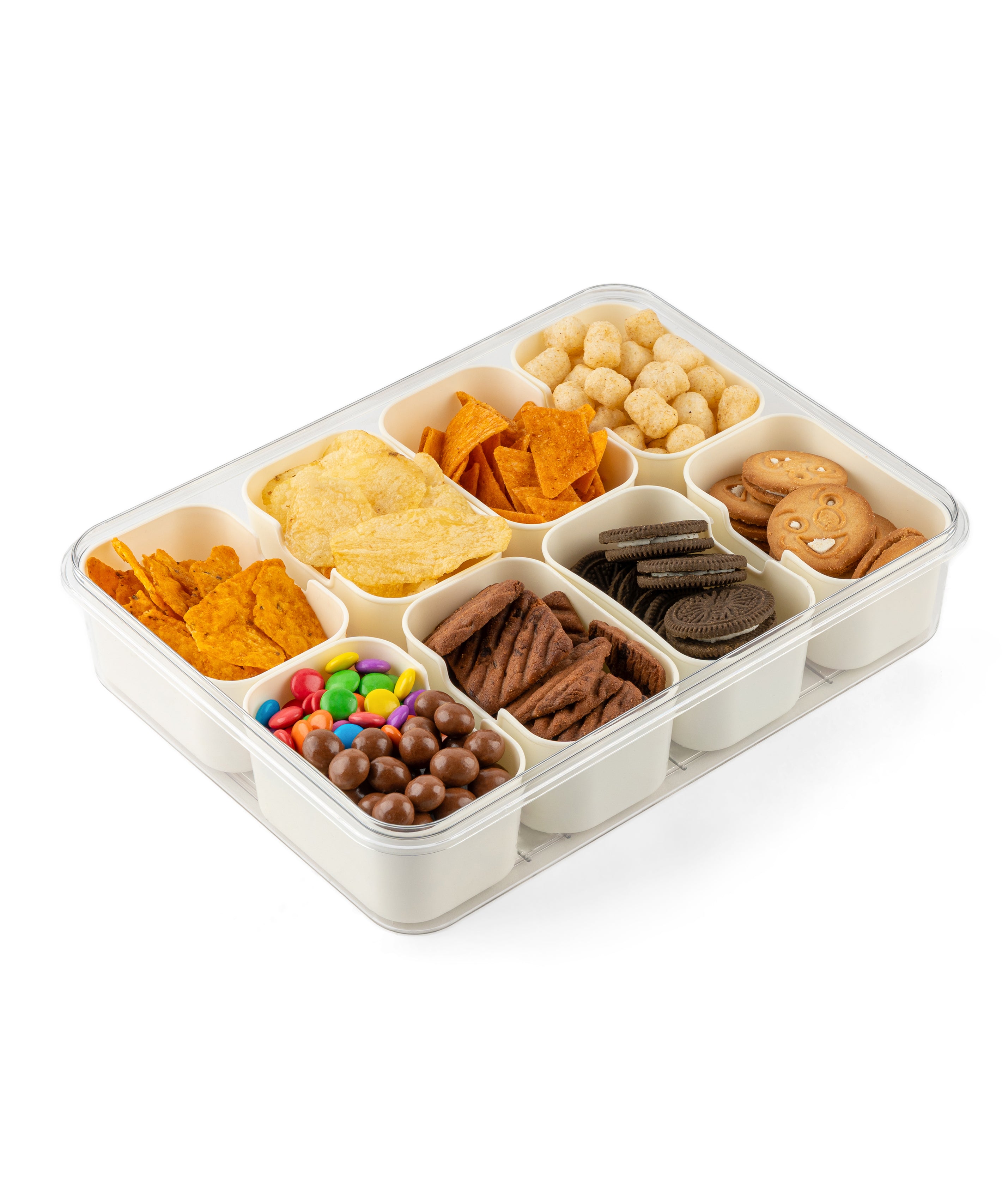 Storage Box- 8 Compartments | Cream| Air Tight