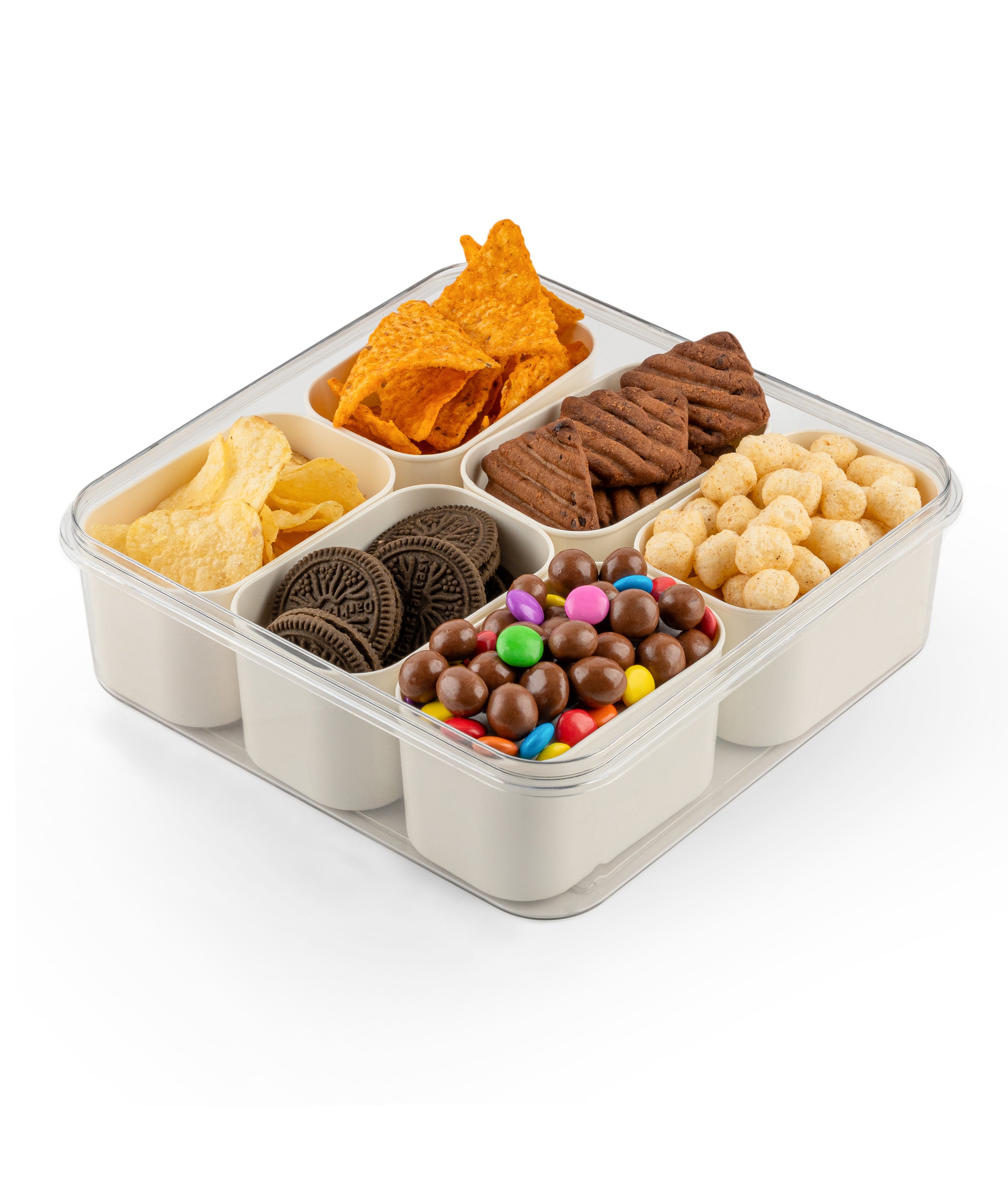 Storage Box- 6 Compartments | Cream| Air Tight