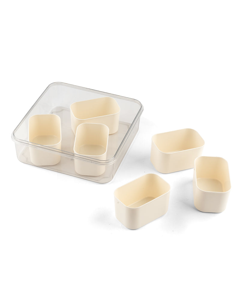Storage Box- 6 Compartments | Cream| Air Tight