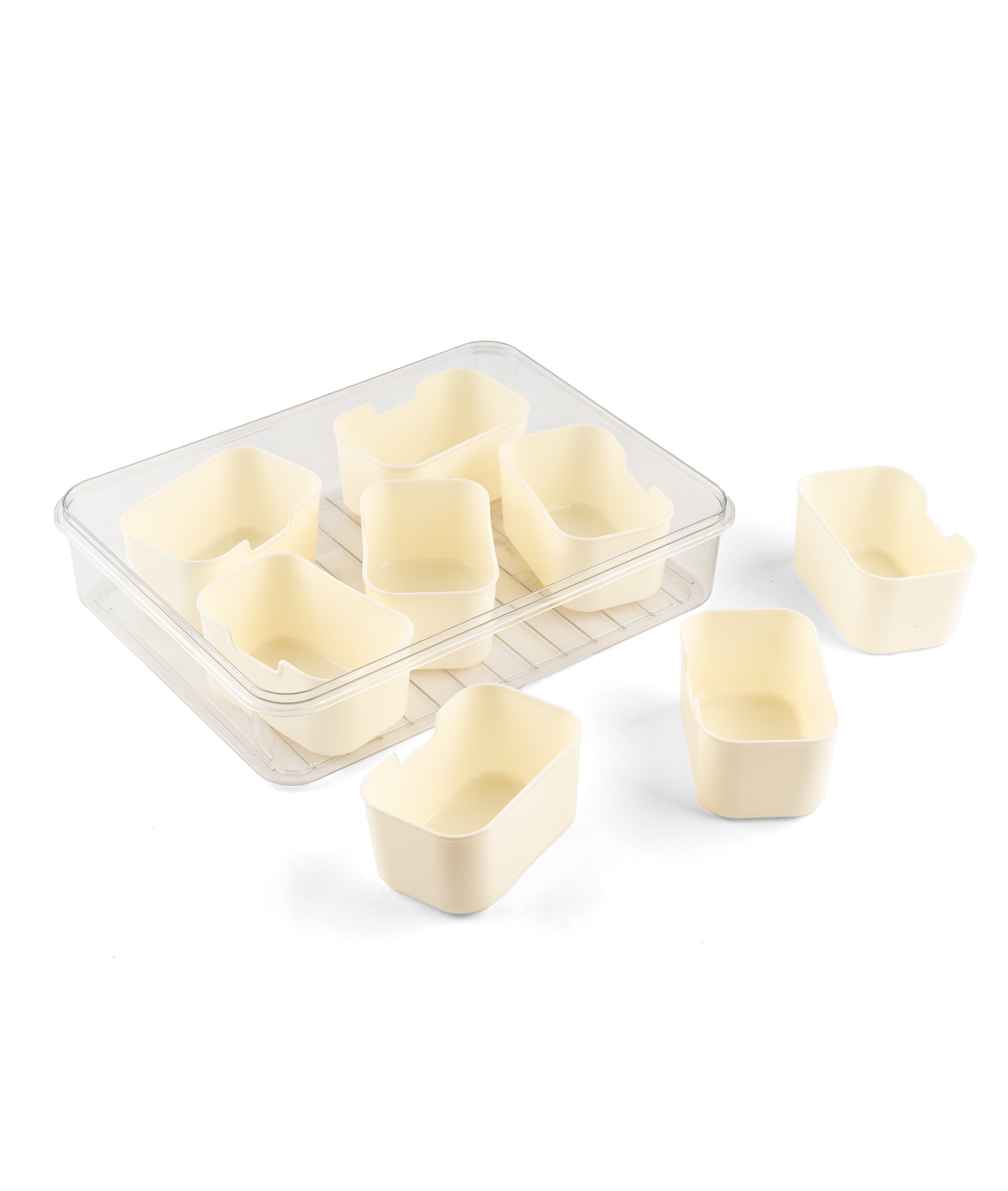 Storage Box- 8 Compartments | Cream| Air Tight