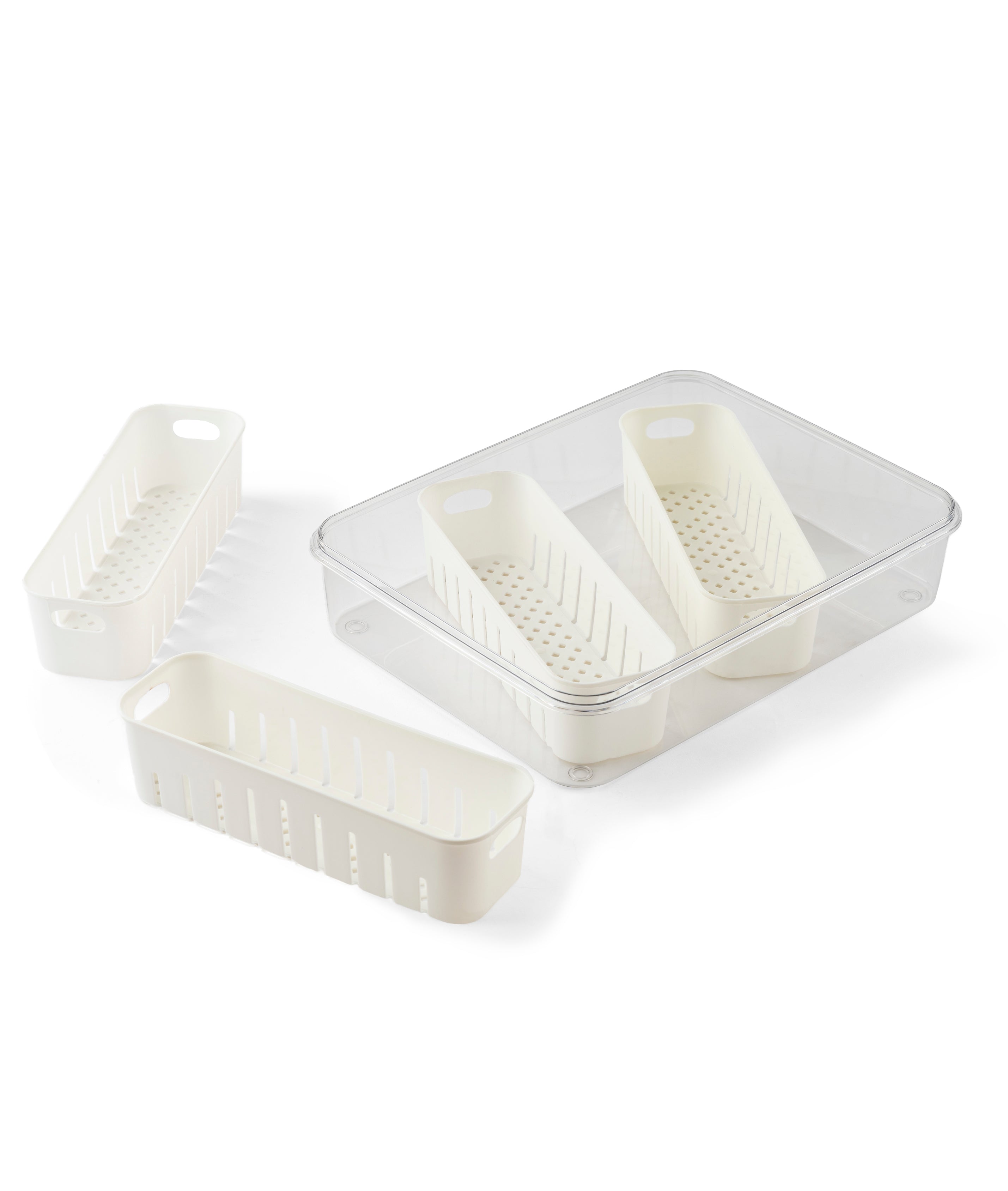 Storage Box- 4 Compartments | White | Air Tight