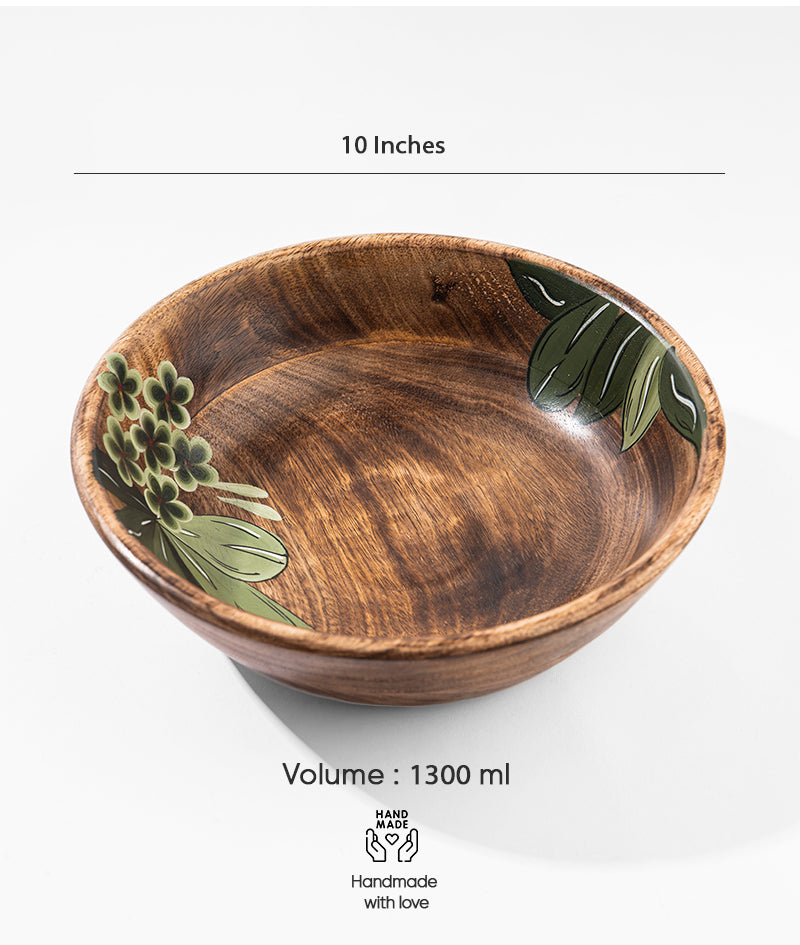 Wildleaf Wooden Bowl | Serving Bowl | 1300 ml | Large