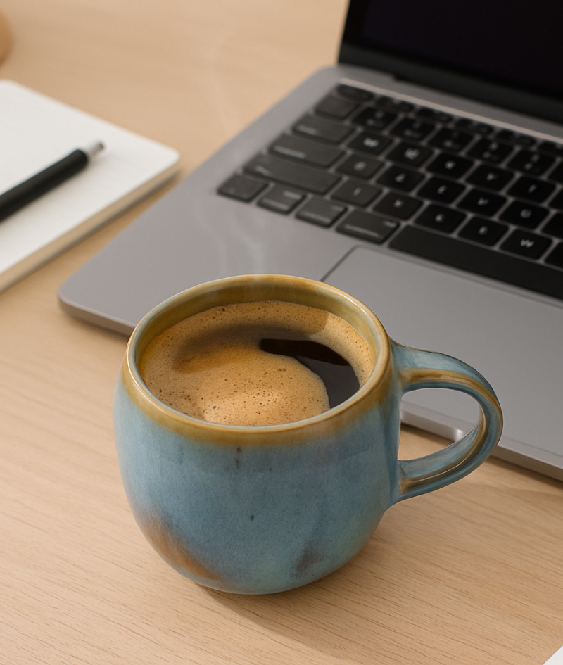 Azure Bloom Mug | 275 ml | Blue & Brown