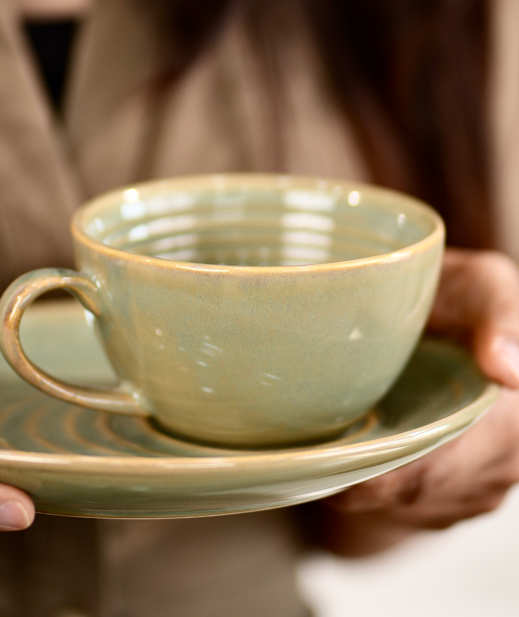 Olive Cup & Saucer | 275 ml | Green