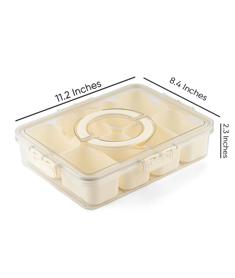 Storage Box- 8 Compartments | Cream| Air Tight