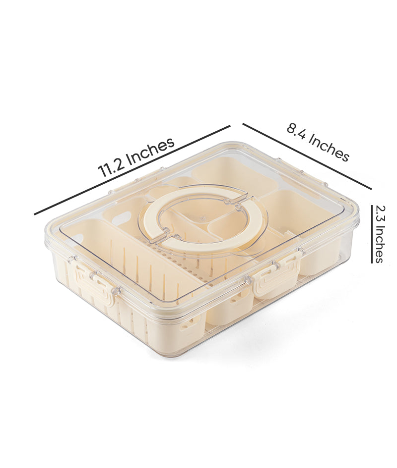 Storage Box- 4 + 2 Compartments | Cream| Air Tight