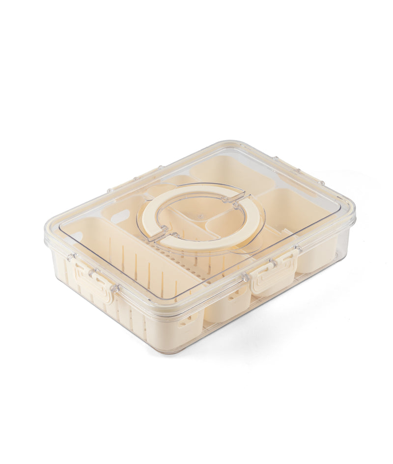 Storage Box- 4 + 2  Compartments | Cream| Air Tight