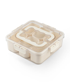 Storage Box- 6 Compartments | Cream| Air Tight
