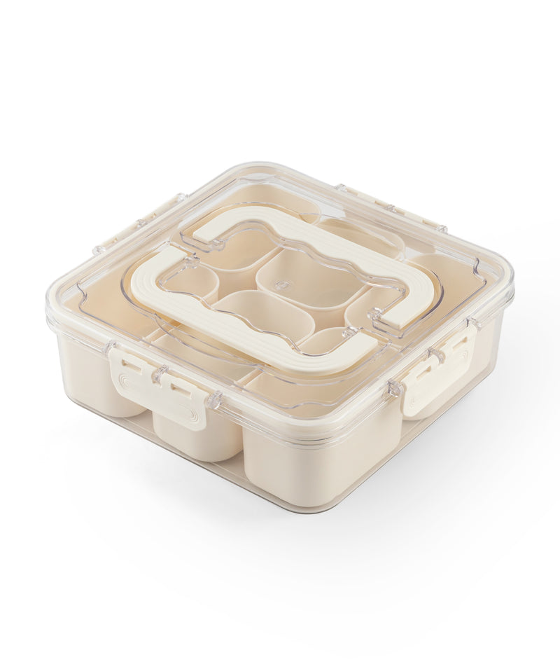 Storage Box- 6 Compartments | Cream| Air Tight