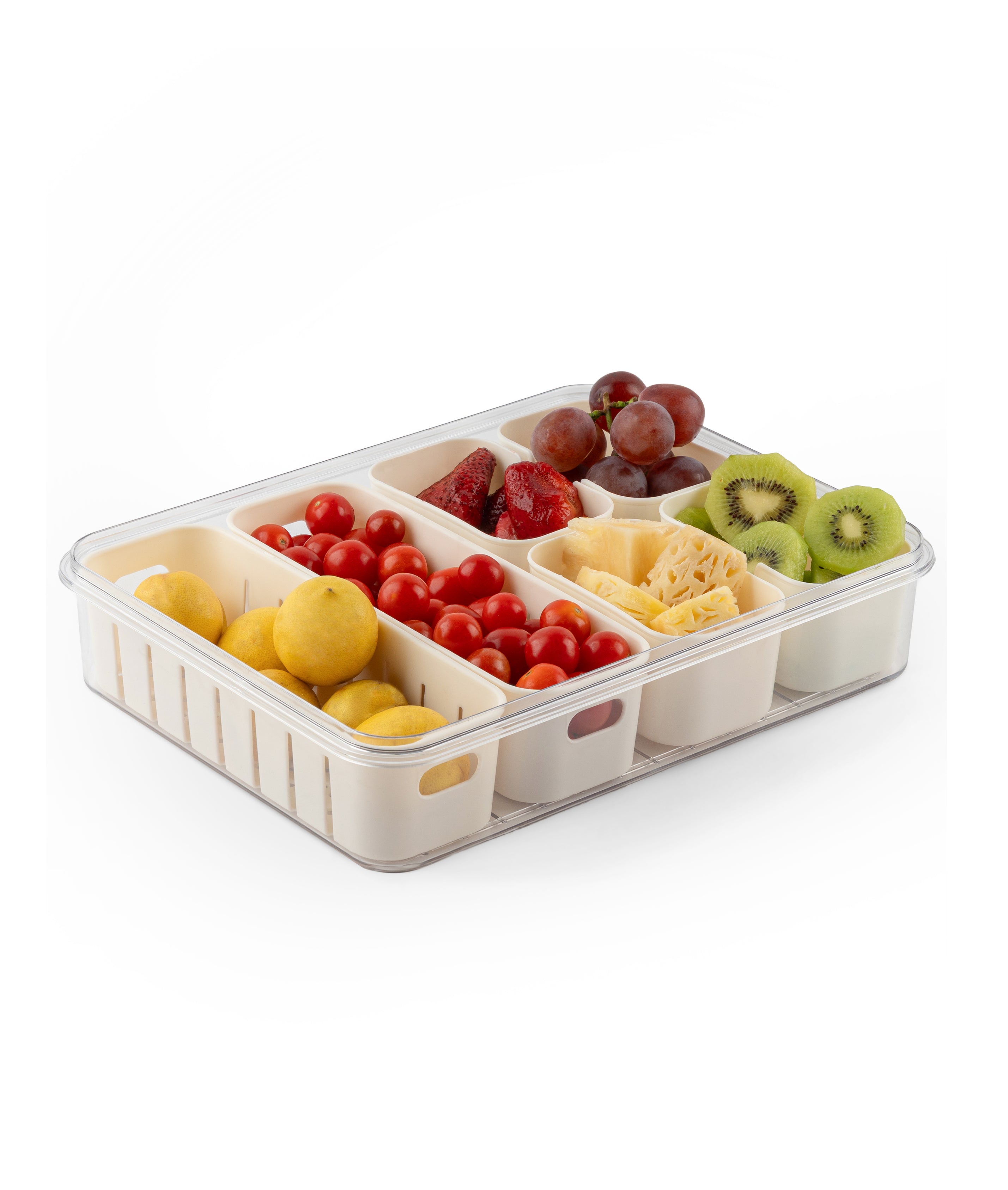 Storage Box- 4 + 2  Compartments | Cream| Air Tight