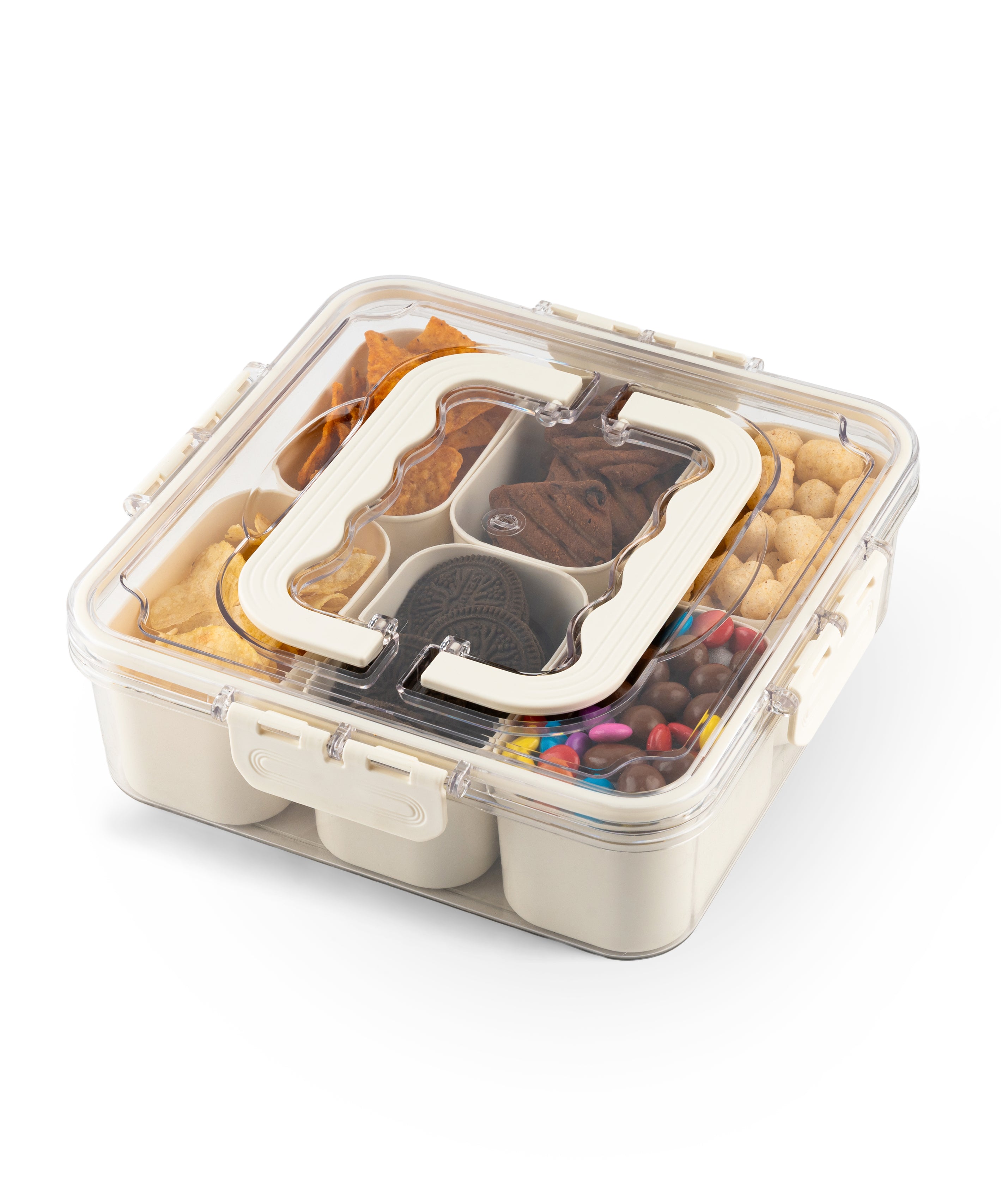 Storage Box- 6 Compartments | Cream| Air Tight