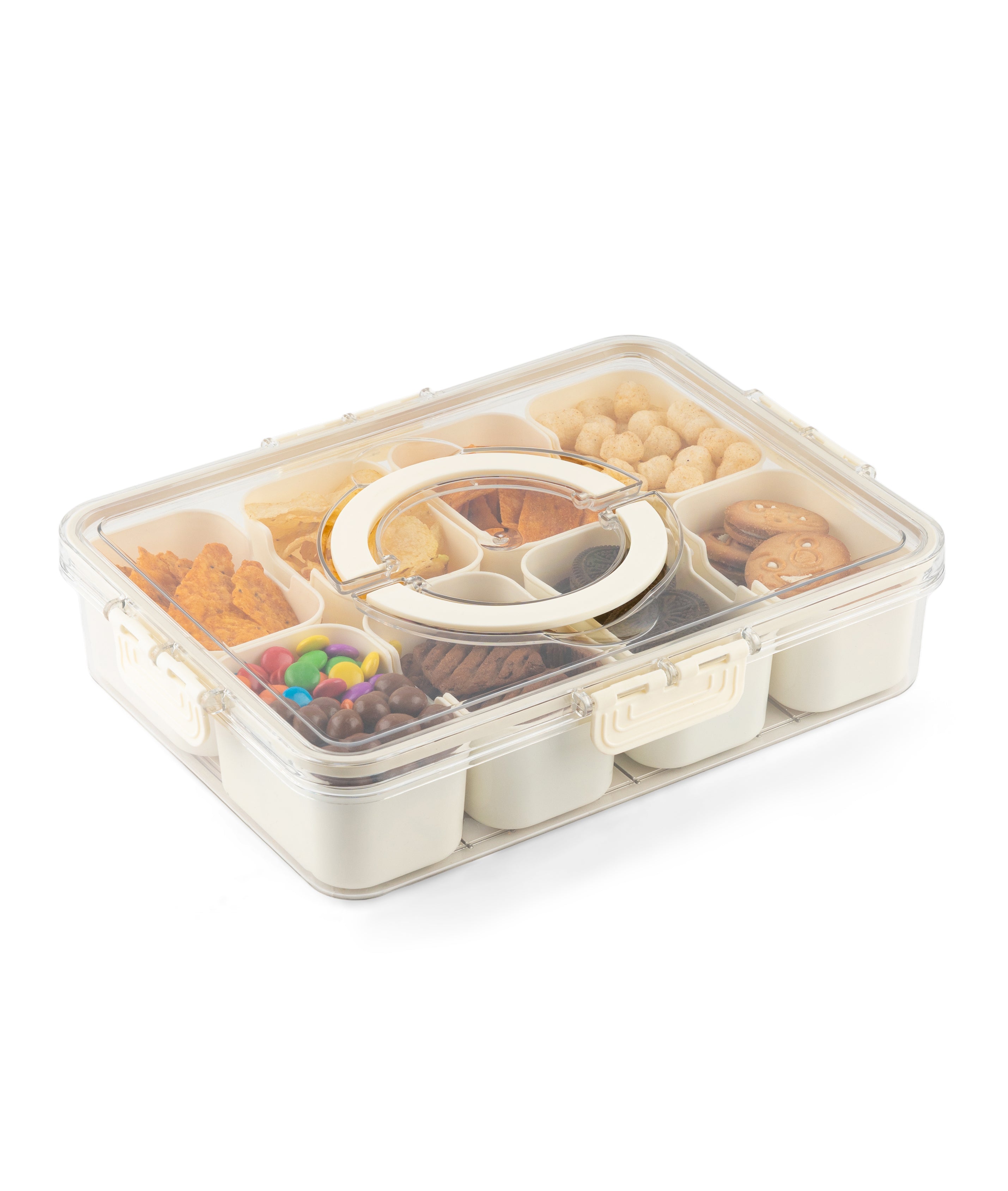Storage Box- 8 Compartments | Cream| Air Tight