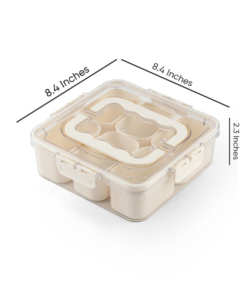 Storage Box- 6 Compartments | Cream| Air Tight